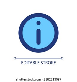 Info pixel perfect RGB color ui icon. Additional information. Show helpful text. Simple filled line element. GUI, UX design for mobile app. Vector isolated pictogram. Editable stroke. Arial font used