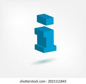 símbolo de píxel info logo vectorial aislado 3d