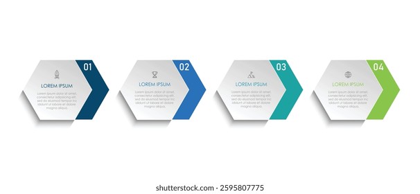 info process arrow design template 4. Planning, Marketing, Strategy and Business Presentation. Vector illustration.