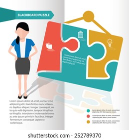 Info puzzle info graphic design and character,clean vector