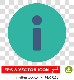 Info round icon. Vector EPS illustration style is flat iconic bicolor symbol, cobalt and cyan colors, transparent background.