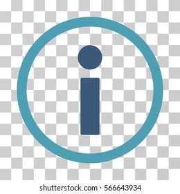 Info rounded icon. Vector illustration style is flat iconic bicolor symbol inside a circle, cyan and blue colors, transparent background. Designed for web and software interfaces.