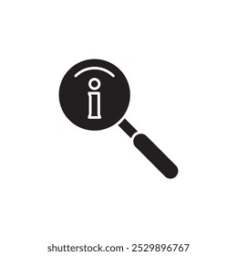 Ícone de pesquisa de informações, Lupa e informação ilustração estilo moda plana preto para web e app..eps