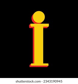 Info sign. 3D Extruded Yellow Icon with Red Sides a Black background. Illustration.