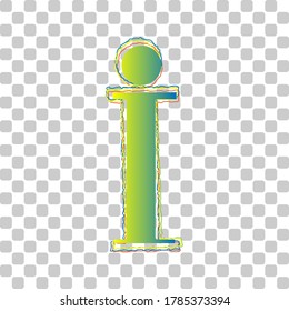 Info sign. Blue to green gradient Icon with Four Roughen Contours on stylish transparent Background. Illustration.
