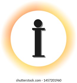 Info sign. Dark icon with shadow on the glowing circle button. Illustration.