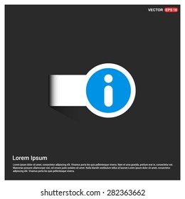 Info sign icon - abstract logo type icon - blue icon on white sticker on black background. Vector illustration