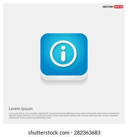 Info sign icon - abstract logo type icon - blue abstract 3d button with light board and shadow on gray background. Vector illustration
