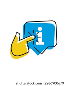 Info sign icon. Button, ui, web. Media Information sign. Hand click finger Information sign icon vector