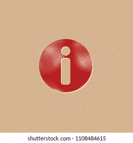 Info sign icon in halftone style. Grunge background vector illustration.