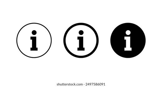 Info sign icon. Information sign icon set vector. About us sign and symbol. Info point icon set. Help Logo.