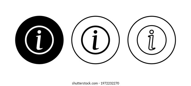 Info sign icon set. about us icon vector. Faq icon