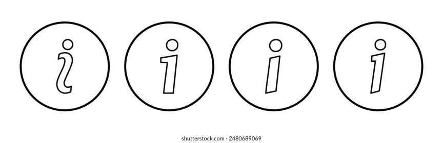 Info sign icon set. about us icon vector. Faq icon