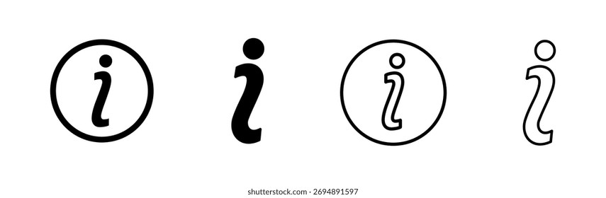 Conjunto de iconos de signo de información. sobre nosotros Vector de iconos. Icono de Faq