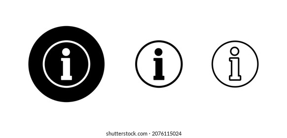 Conjunto de iconos de signo de información. sobre nosotros firmar y símbolo. Icono de Faq