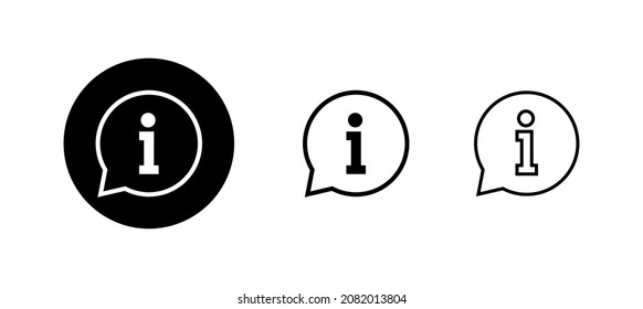 Conjunto de iconos de signo de información. sobre nosotros firmar y símbolo. Icono de Faq