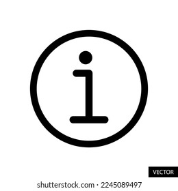 Signo de información, símbolo de información icono vector en el diseño de estilo de línea para sitio web, aplicación, interfaz de usuario, aislado en fondo blanco. Trazo editable. Ilustración vectorial EPS 10.