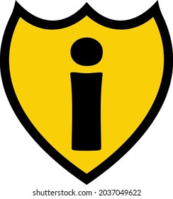signo de información dentro del signo de advertencia amarillo y negro