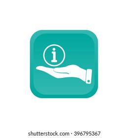Info sign on hand icon, vector illustration.