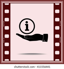 Info sign on hand icon, vector illustration. Flat design style 