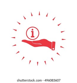 Info sign on hand icon, vector illustration.