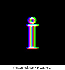 Info sign. Red, green and blue unfocused contour icon at black background. Illustration.