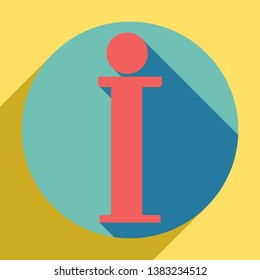 Info sign. Sunset orange icon with llapis lazuli shadow inside medium aquamarine circle with different goldenrod shadow at royal yellow background.