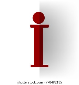 Info sign. Vector. Bordo icon on white bending paper background.
