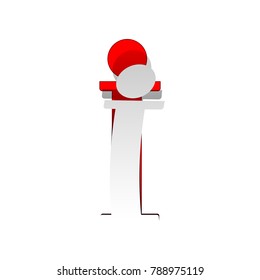 Info sign. Vector. Detachable paper icon with red body stock. Isolated.