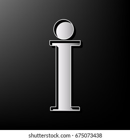 Info sign. Vector. Gray 3d printed icon on black background.