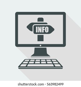 Info signboard on computer website - Vector flat icon