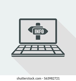 Info signboard on computer website - Vector flat icon