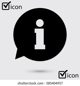 Info speech bubble symbol. Flat design style.