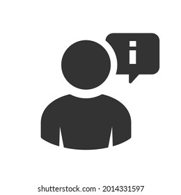 Info support icon. Customer help, information, message bubble, tip icon