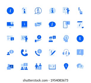 Info and support icons set for personal and business use. Vector illustration icons for graphic and web design, app development, marketing material and business presentation. 