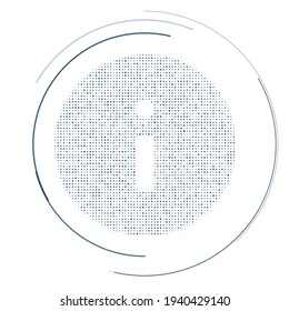 The info symbol filled with dark blue dots. Pointillism style. Vector illustration on white background