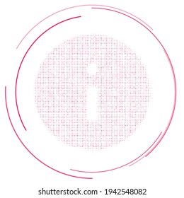 The info symbol filled with pink dots. Pointillism style. Vector illustration on white background