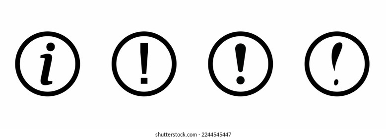 Info symbol icon template set isolated white background. Stock vector illustration.