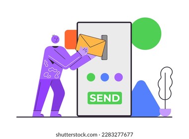Símbolo de información con información apoya el concepto de personas pequeñas y ayuda. Los clientes buscan datos. Ilustración del vector