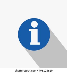 info symbol for information vector icon in blue circle and flat shadow