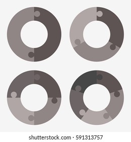 info template pie black charts with 2, 3, 4, 5 steps