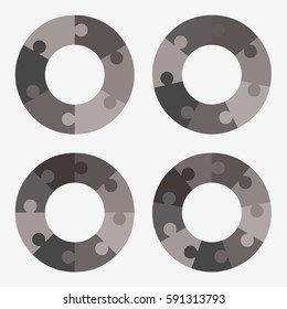 info template pie black charts with 6, 7, 8, 9 steps