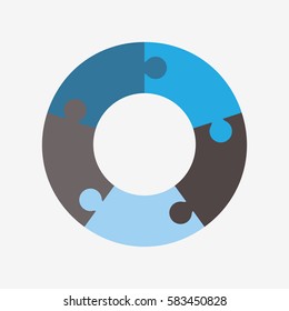 info template pie blue and black charts with 5 step