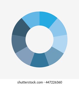 info template pie blue charts with 9 step vector