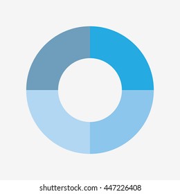 info template pie blue charts with 4 step vector