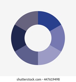 info template pie blue charts with 6 steps vector