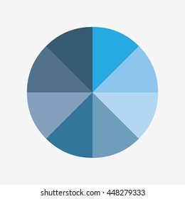 info template pie blue charts with 8 step vector