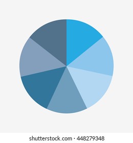 info template pie blue charts with 7 step vector