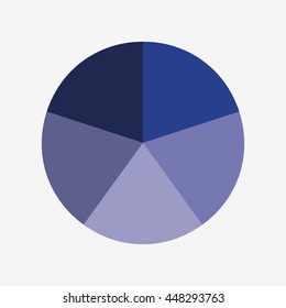 info template pie blue charts with 5 steps vector