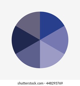 info template pie blue charts with 6 steps vector